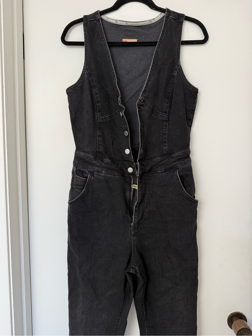 Anthropologie Pilcro Black Denim Jumpsuit Overalls Size 10 - Picture 6 of 6